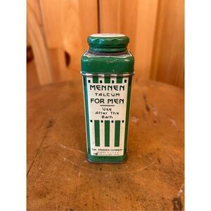 Antique Art Deco Mennen Talcum Powder After Bath Men￼Natural Advertising TIN (82